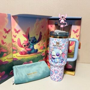 Stanley Stitch and Angel Tumbler with Straw